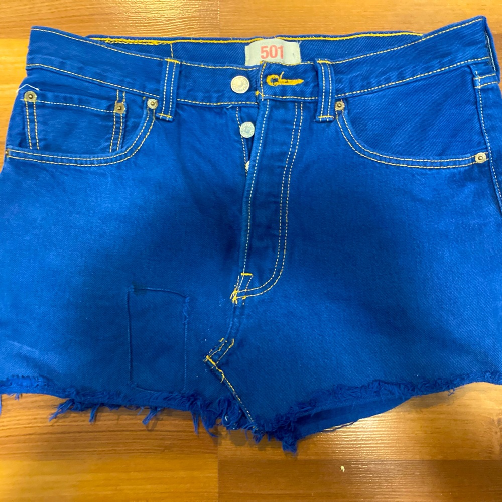 Levi's Blue Jean Shorts with Raw Hem